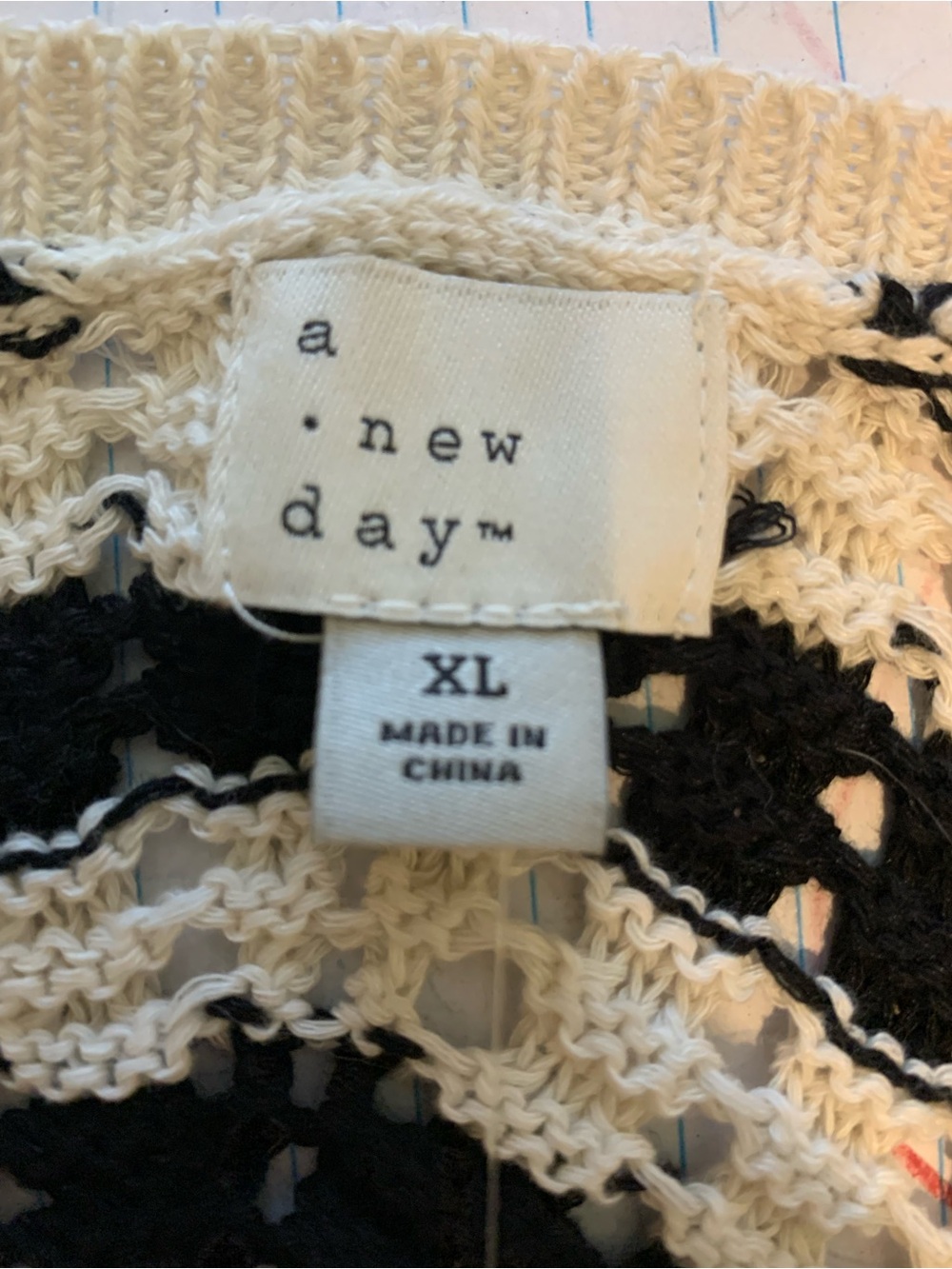 a new day Black and Cream Striped Crochet Knit Tank Top - Picture 7 of 7